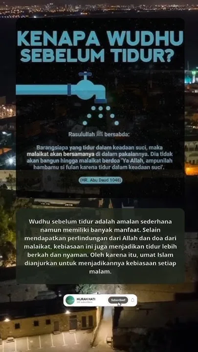kebiasaan wudhu sebelum tidur